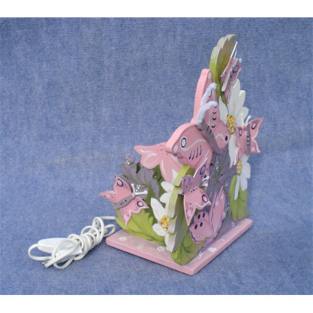 Lampe de chevet "Papillons Roses"