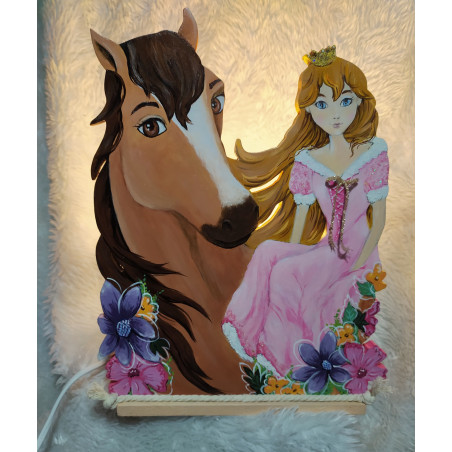 Lampe de chevet " Princesse et son cheval"