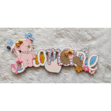 Lettres attachées en bois (modèles fille)